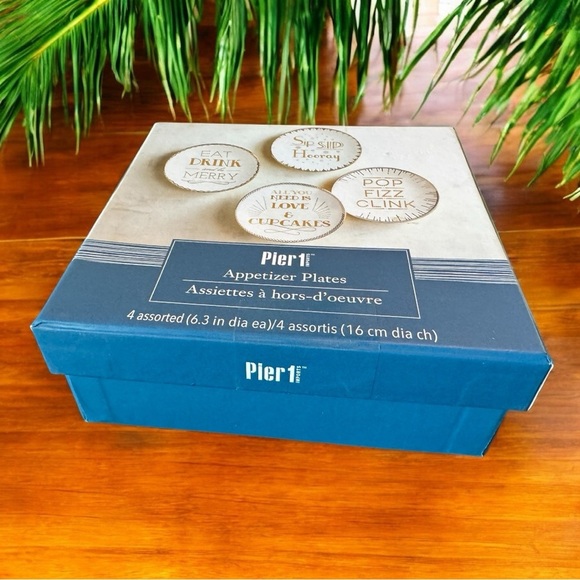 Pier 1 Appetizer Plates – Set of 4 Assorted Designs (6.3”) - Picture 5 of 7